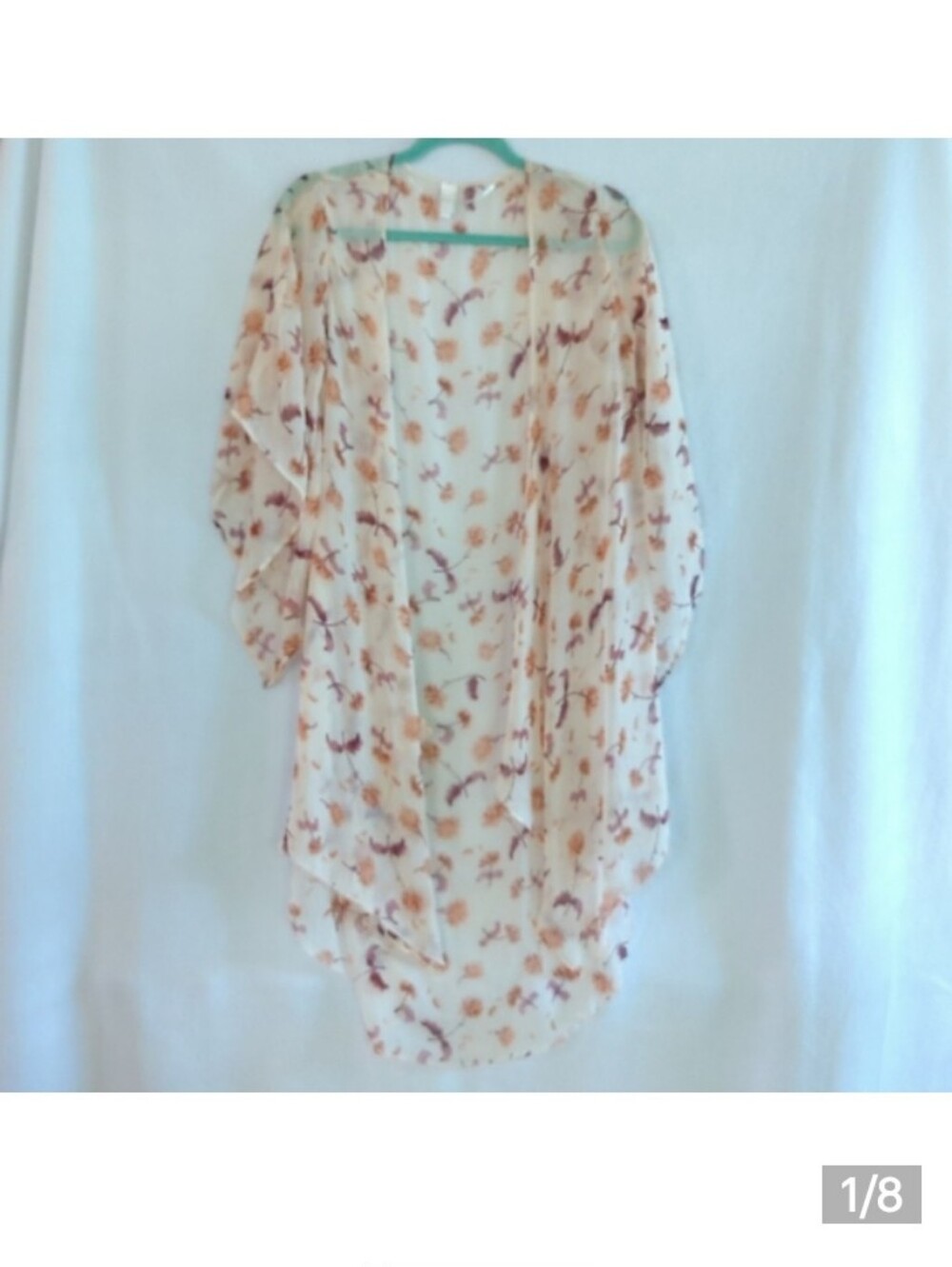 LC Lauren Conrad Floral Sheer Cream Tunic with Pink Blooms